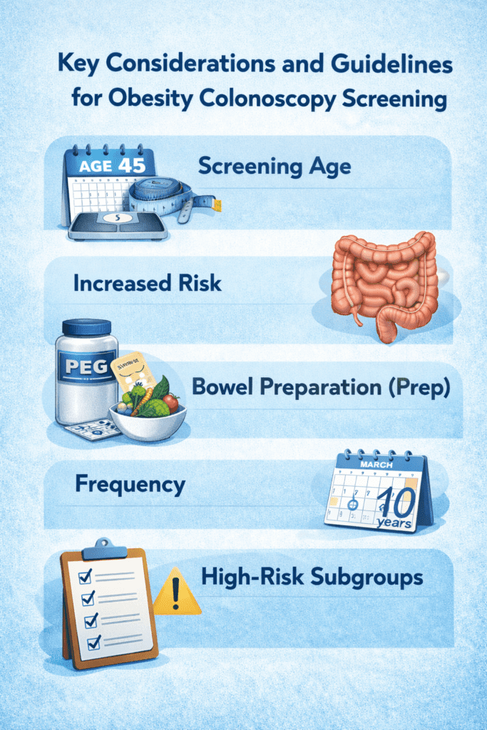 Key Considerations and Guidelines for Obesity Colonoscopy Screening